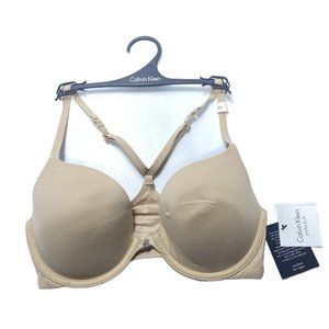 Calvin Klein Bra 32D Brand New Nude Tan Bra Perfectly Fit Racer Back Bra 32 D